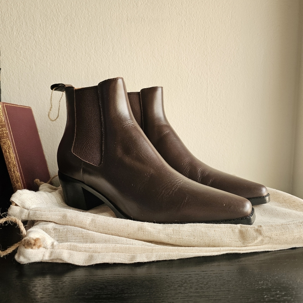 Bared Footwear Ani Carob Boxed Leather Boots, size EU 40